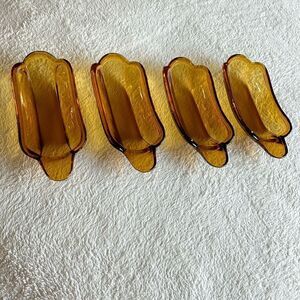 Vintage Lot Amber orange colored banana‎ splits sundae boat ice cream dish set